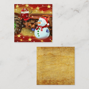 Carte De Correspondance Vintage Red Farm Tracteur Noël