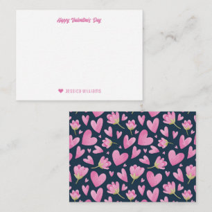 Carte De Correspondance Vintage rose fleuri Coeur Motif Saint-Valentin