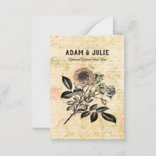 Carte De Correspondance Vintage Rose Flower Art Wedding Love Script Paper