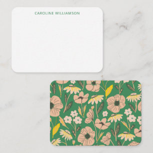Carte De Correspondance Vintage Vert Floral Nom personnalisé Enceinte cade