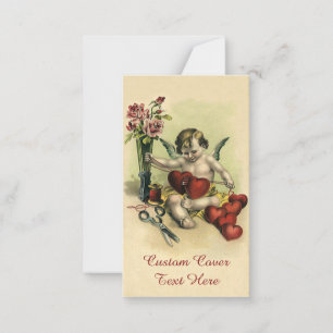 Carte De Correspondance Vintage Victorien Valentine's Day Angel Seamstress