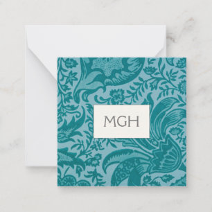 Carte De Correspondance Vintage William Morris Turquoise Monogramme botani
