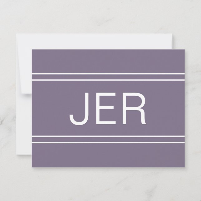 Carte De Correspondance Violet Élégant Monogramme Personnalisé Nom Initial (Devant)