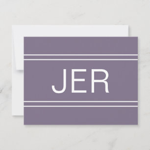 Carte De Correspondance Violet Élégant Monogramme Personnalisé Nom Initial