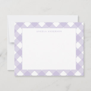 Carte De Correspondance Violet Gingham à carreaux pastel moderne