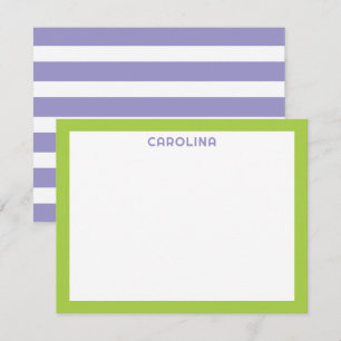 Carte De Correspondance Violet Prépa Rayures & Vert Citron Mignon Féminin
