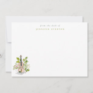 Carte De Correspondance Violoncelle à l'aquarelle & Personnalisé avec de l