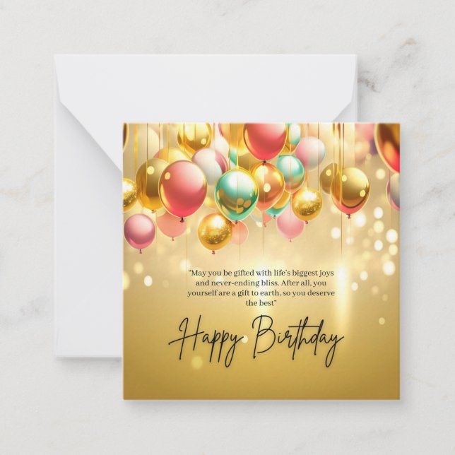 Carte De Correspondance Vœux d'anniversaire doré (Devant)