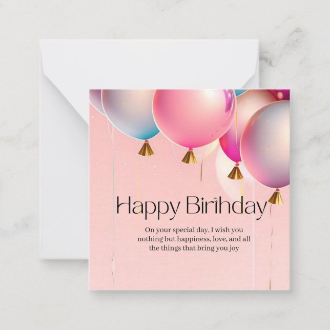 Carte De Correspondance Vœux d'anniversaire rose (Devant)