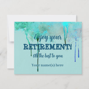 Carte De Correspondance Vœux de retraite à l'aquarelle sarcelle de design