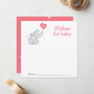 Carte De Correspondance Voeux simple éléphant et ballon coeur pour bébé