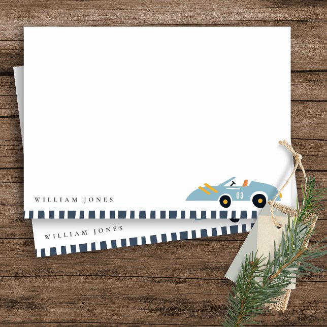 Carte De Correspondance Voiture de course bleue élégante et mignonne pour  (Créateur téléchargé)