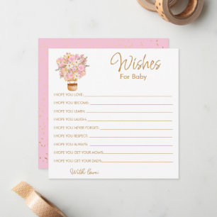 Carte De Correspondance Volon Rose Floral À Air Chaud Voeux Pour Bébé