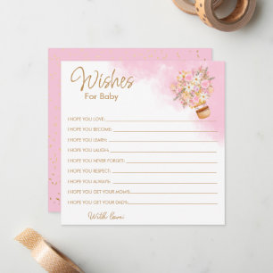 Carte De Correspondance Volon Rose Floral À Air Chaud Voeux Pour Bébé