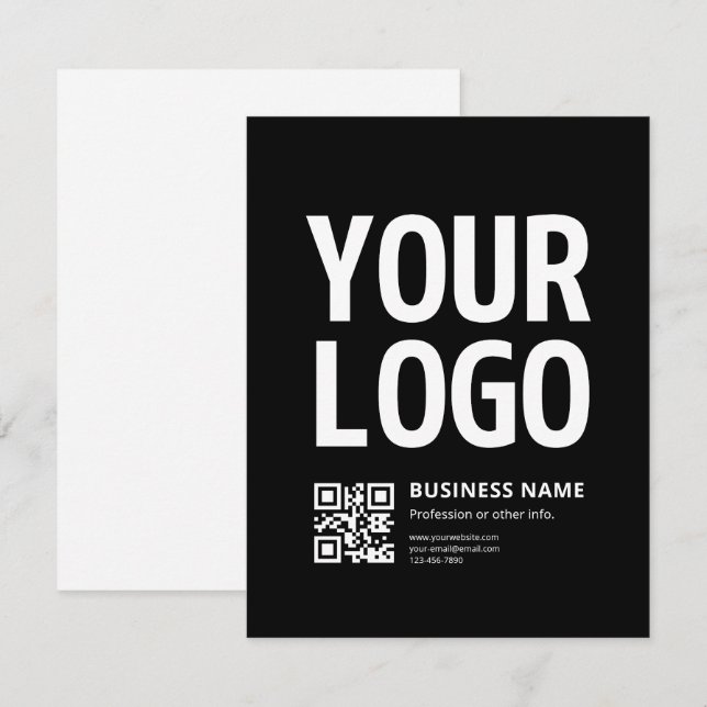 Carte De Correspondance Votre logo avec QR code et texte modifiables (Devant / Derrière)