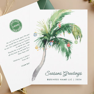 Carte De Correspondance Votre logo d'entreprise Palmier Tropical Noël