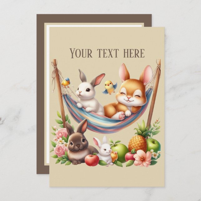 Carte De Correspondance Votre message ici, animaux bébés mignons (Devant / Derrière)