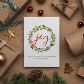 Carte De Correspondance Votre nom et votre année | Christmas Joy Watercolo