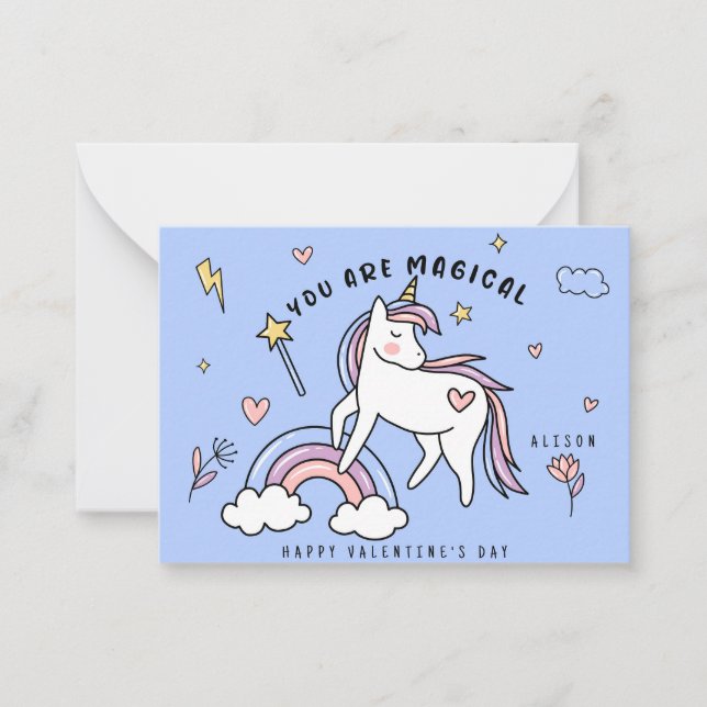 Carte De Correspondance Vous êtes Magique Unicorn et Rainbow Valentine (Devant)