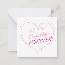 Vous ? Moi? Ensemble pour toujours ?