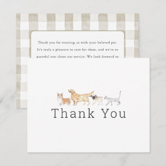 Carte De Correspondance Watercolor Animals Pet Sitter Dog Walker Thank You