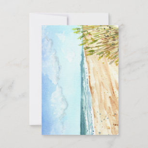 Carte De Correspondance Watercolor Beach Merci, Sympathie