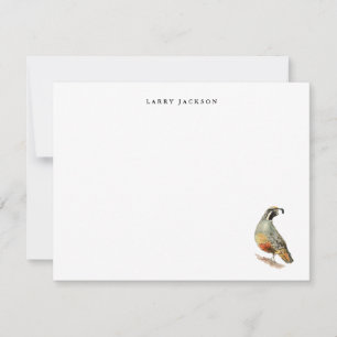 Carte De Correspondance Watercolor California Quail Appartement personnali