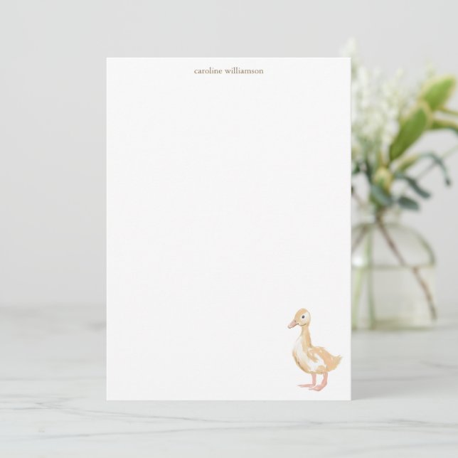 Carte De Correspondance Watercolor Duckling Duck Personalized Stationery (Debout devant)