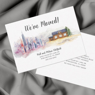 Carte De Correspondance Watercolor We've Moved City to Country Moving