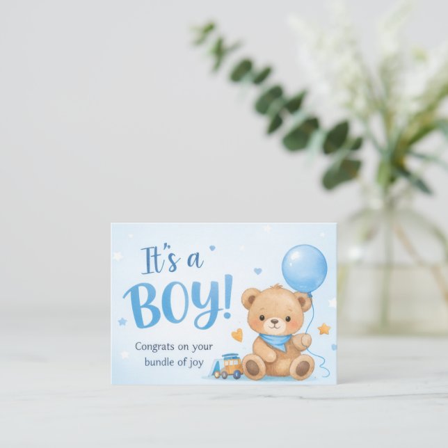 Carte De Correspondance Welcome Baby Boy – A Bundle of Joy (Debout devant)