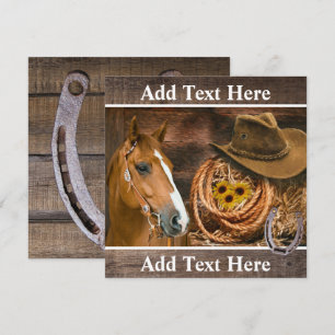 Carte De Correspondance Western Horse Cowboy Casquette Lasso Sunflowers