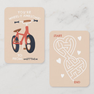 Carte De Correspondance Wheel y Awesome enfants vélo classe Valentine