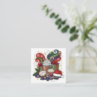 Carte De Correspondance Whimsical Christmas Hot Cocoa & Treats