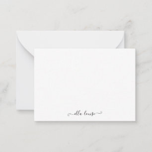 Carte De Correspondance Whimsical Elegine Black Script Nom