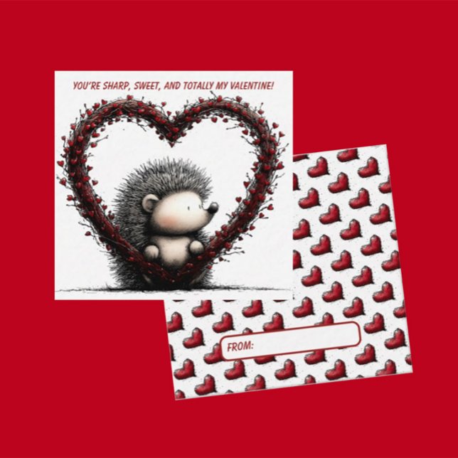 Carte De Correspondance Whimsical Hedgehog Valentine Card  (Créateur téléchargé)