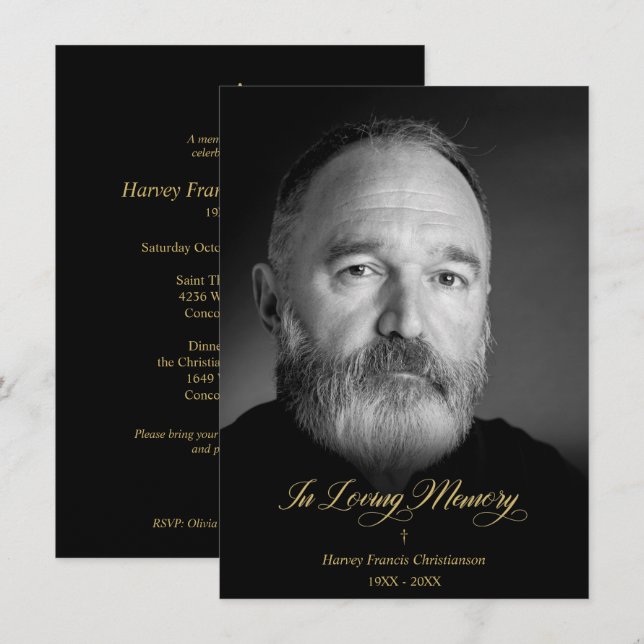 Carte De Correspondance Whimsical In Loving Memory Photo Funeral Service (Devant / Derrière)