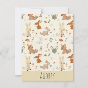 Carte De Correspondance Whimsical Woodland Forest Animaux Motif de verdure