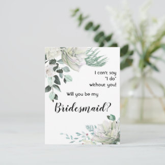 Carte De Correspondance White Roses Be My Bridesmaid Proposition