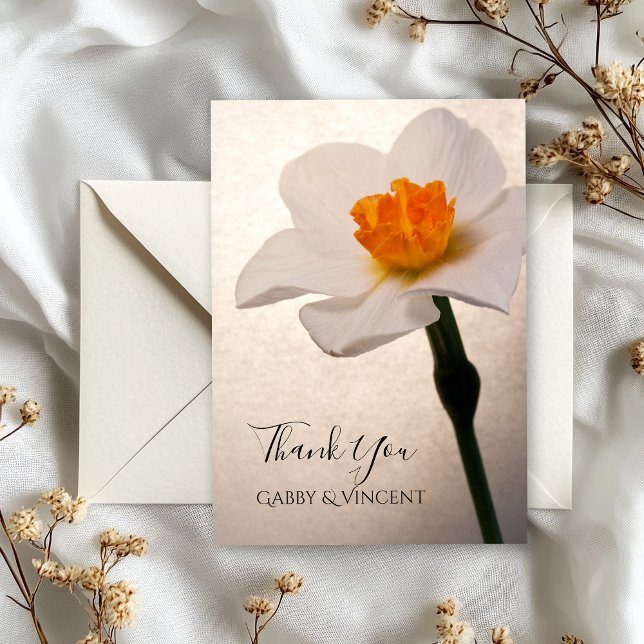 Carte De Correspondance White Spring Daffodique Mariage Flat Merci Notes (Créateur téléchargé)