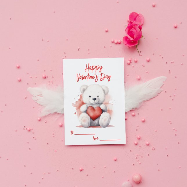 Carte De Correspondance White Teddy Bear Valentine's Day (Créateur téléchargé)