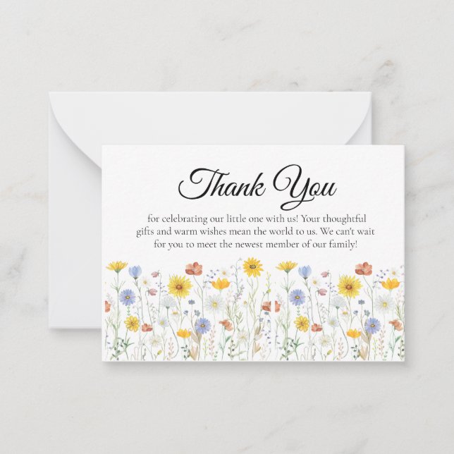 Carte De Correspondance Wildflower Baby Shower Thank You Card (Devant)