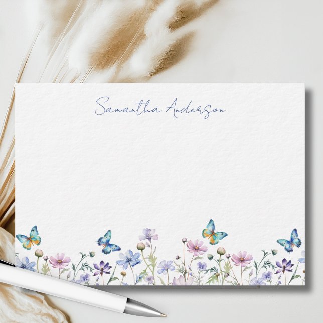 Carte De Correspondance Wildflower Butterfly Personalized Flat Note Card (Créateur téléchargé)
