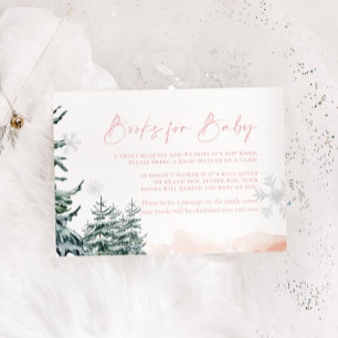 Carte De Correspondance Winter Wonderland livres rose pour Baby Card