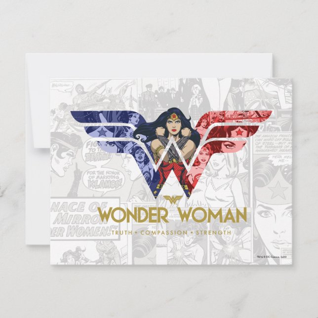 Carte De Correspondance Wonder Woman Crossed Arms dans le logo collage (Devant)