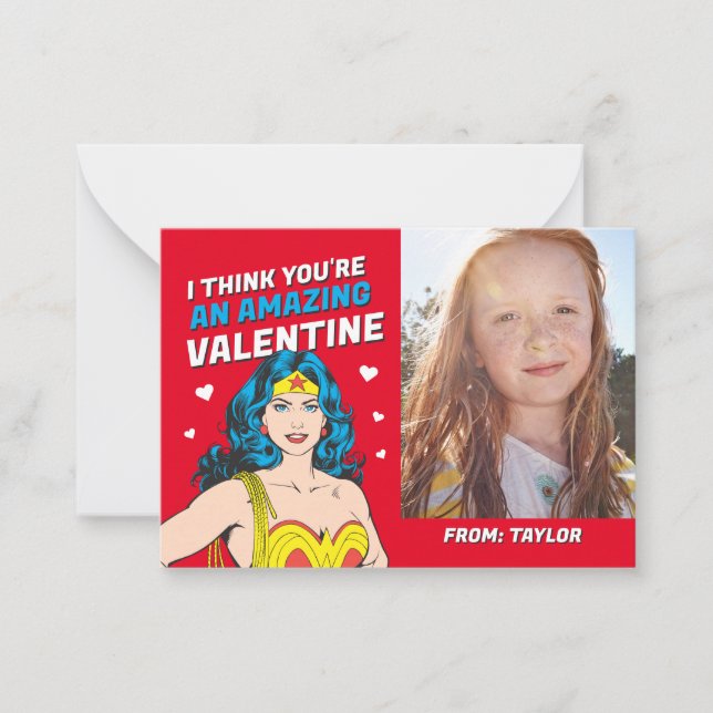 Carte De Correspondance Wonder Woman | Joyeuse Saint-Valentin (Devant)