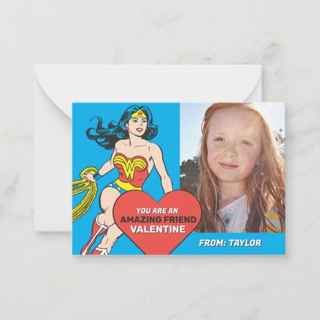 Carte De Correspondance Wonder Woman Super Friend | Saint Valentin (Devant)