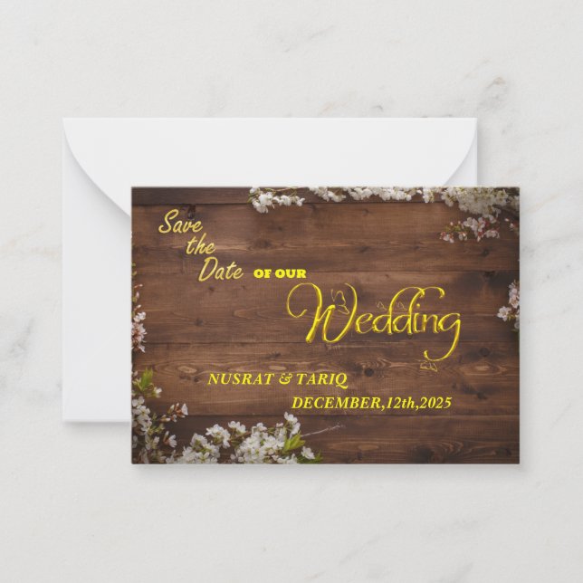 Carte De Correspondance Wood Love A Rustic Texture Enregistrer la date (Devant)