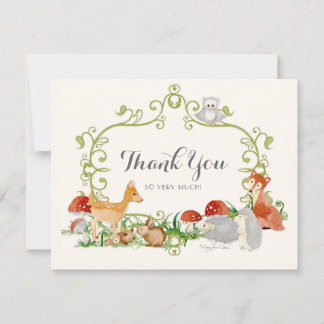 Carte De Correspondance Woodland Fairy Tale Baby shower Merci Notes
