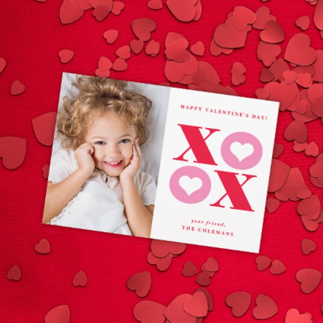 Carte De Correspondance XOXO modern portrait photo valentines day card (Créateur téléchargé)
