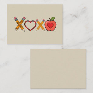 Carte De Correspondance XOXO Professeur Saint-Valentin Crayon Et Pomme 